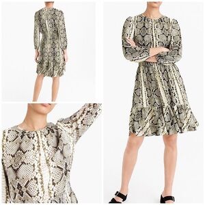 NWT J Crew Snakeskin Georgette Cinched-waist Dress​​​​​